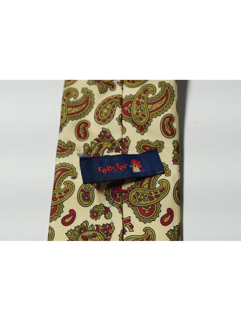 Rooster Tie Men's Cream Paisley Silk